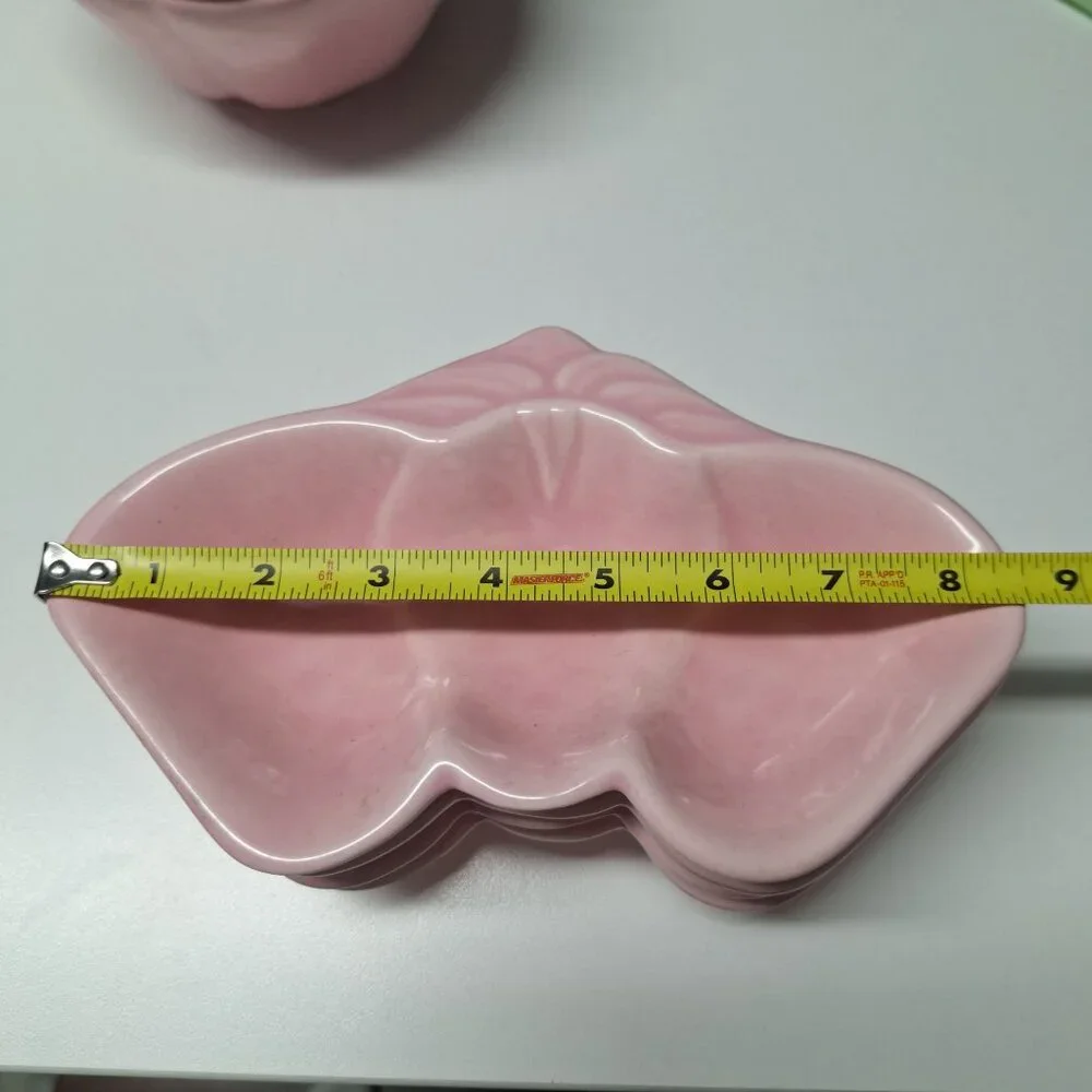 Belmar‎ Vintage Pink Strawberry Ceramic Shaped Serving Set Dip Veggie 6 Pieces